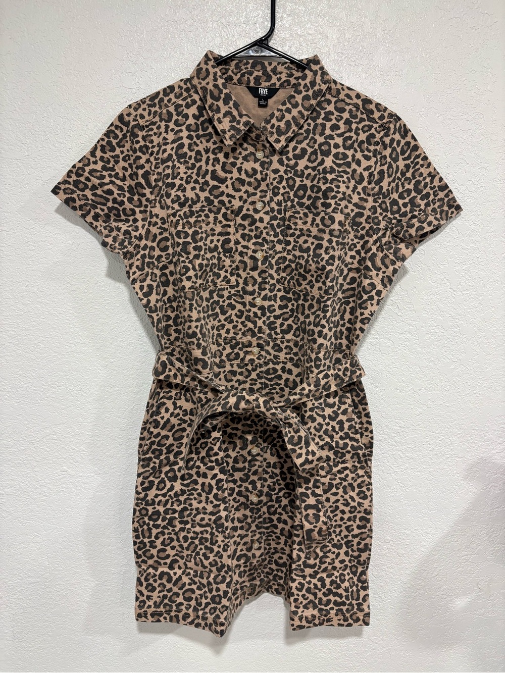 Frye Leopard Print Mini Shirt Dress - Beige & Black